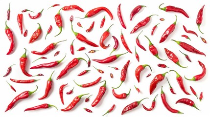 Red Hot Chili Peppers on White Background, Generative AI