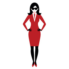 Fototapeta premium A professional business woman stand with wearing sunglass vector silhouette