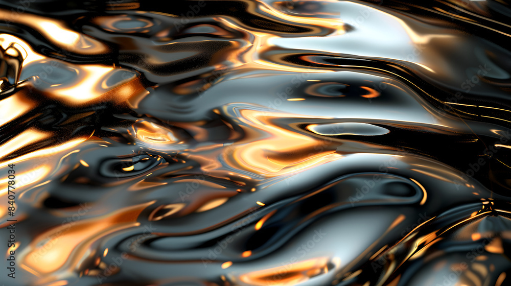 Poster liquid metal abstract background , abstract metallic background with smooth lines and waves, 3d rend