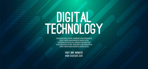 Digital technology banner green blue background concept, cyber technology circuit, abstract tech, innovation future data, internet network, Ai big data, futuristic wifi connection illustration concept