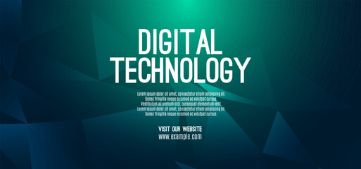 Digital technology banner green blue background concept, cyber technology circuit, abstract tech, innovation future data, internet network, Ai big data, futuristic wifi connection illustration concept