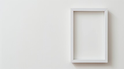 Isolated white painting frame on a white background, minimalist and clean, perfect for contemporary art and design mock-ups