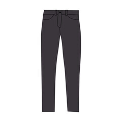 Woman black pants. Casual trousers design template. Front view. Technical sketch of pants. Vector flat illustration isolate on white , basic wardrobe.