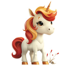 Fototapeta premium Adorable Unicorn Adventures, Whimsical Tales of Friendship and Magic - Heartwarming Journeys Await, Transparent Background