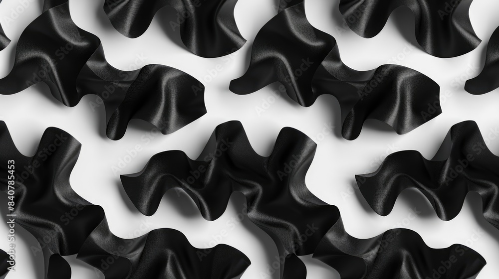 Poster A close-up shot of a bundle of black fabric in a rectangular shape, suitable for use as a texture or pattern illustration