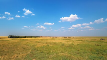 Obraz premium Train Journey Across the Plains