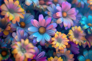 Fototapeta premium A detailed view of a bouquet of vibrant flowers