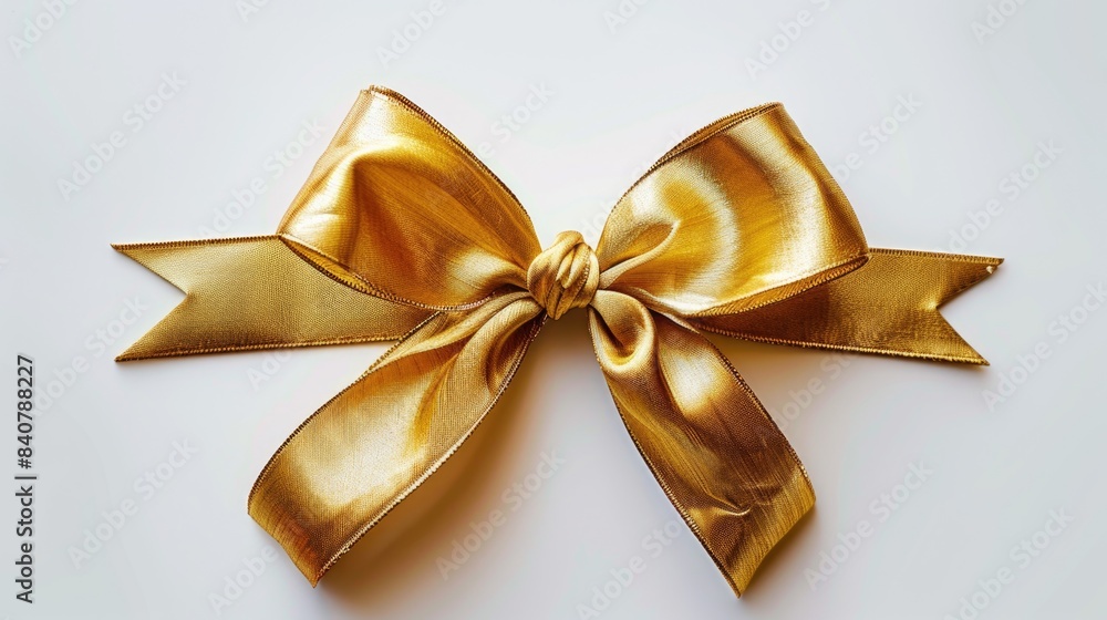Aufkleber a golden bow lying on a plain white background, ready for use in various design projects