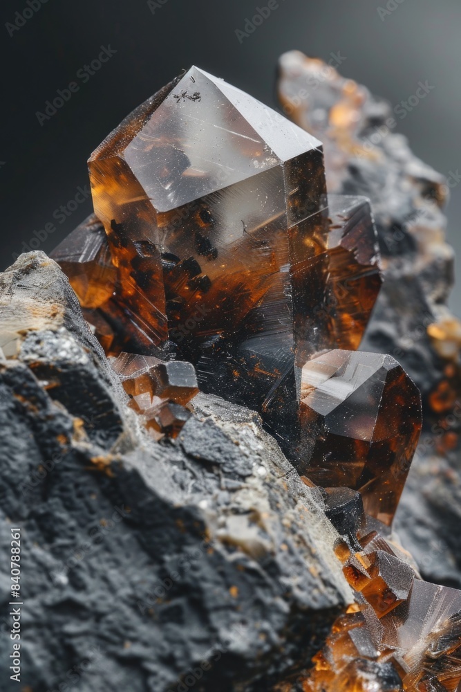 Poster close-up photo of a rock covered in crystals, suitable for use in science or nature-related contexts