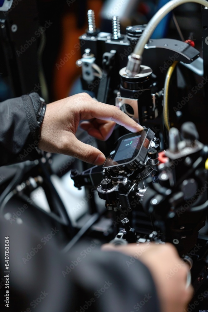 Poster close-up of a person using a cell phone, great for digital lifestyle and technology concepts