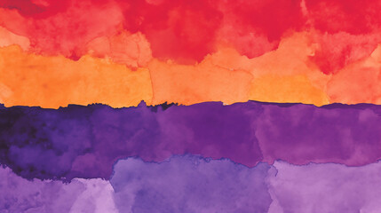Obraz premium Abstract watercolor minimalist landscape in orange and purple
