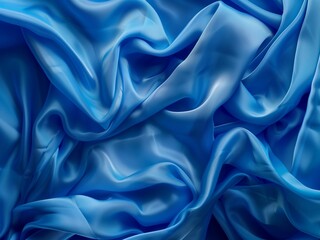 Fototapeta premium Blue silk fabric floating background