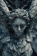 A close-up shot of a statue depicting an angel, great for use in religious or inspirational contexts