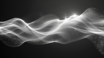 Fototapeta premium Abstract White Wave On Black Background