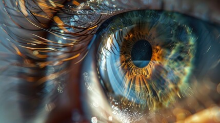 A detailed view of an individual's eye, perfect for uses requiring intimate portraits or facial expressions