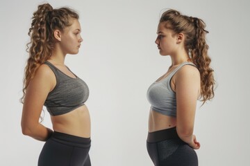 Two women posing side by side against a clean white background