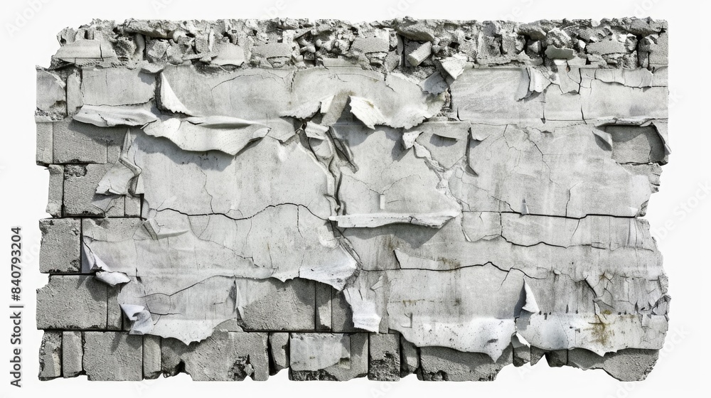 Poster A worn out concrete surface with peeling paint, suitable for use in various scenarios such as urban decay, construction sites, or as a texture element