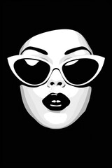 Fototapeta premium A close-up shot of a woman wearing sunglasses, with a neutral expression