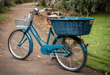 Fototapeta premium A Dog in a Basket on a bike