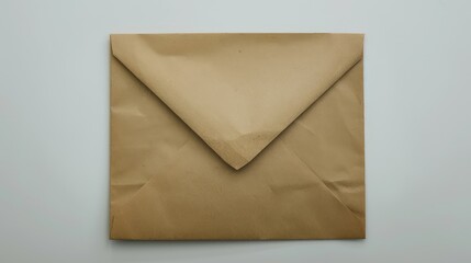 Craft paper envelope on white background. AI generated.