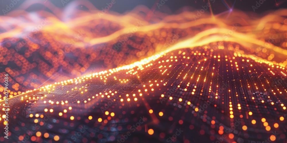 Poster abstract digital background with interconnected network grids, perfect for illustrating cyber techno