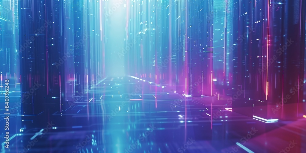 Poster futuristic sci-fi backdrop featuring a cyber matrix with intricate data visualization, perfect for h