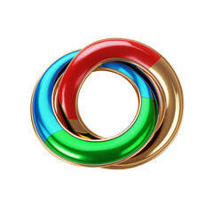 3d option icon, red, green, blue, gold color abstract circle