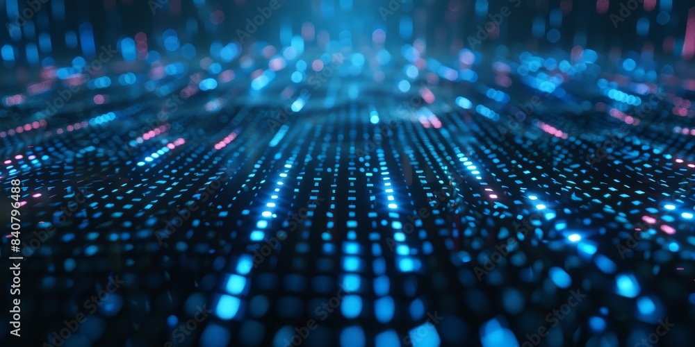 Poster interactive holographic design with a futuristic feel, perfect for visualizing the complexities of a