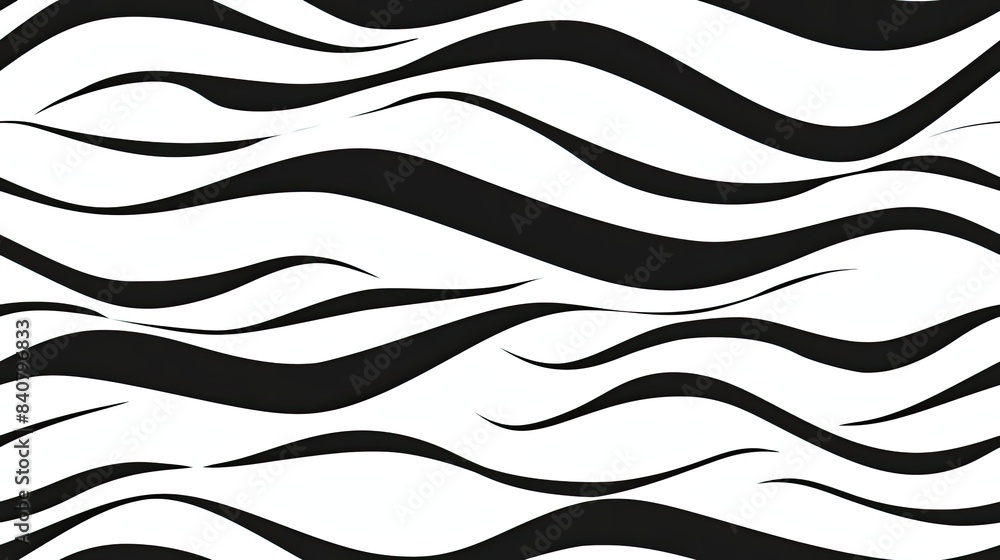Poster an abstract black and white  seamless pattern, featuring wavy lines and simple geometric shapes, creating a sleek and dynamic background perfect for design SEAMLESS PATTERN