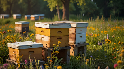 the wildflowers bloom in a riot of colors, providing a rich food source for the busy bee - AI