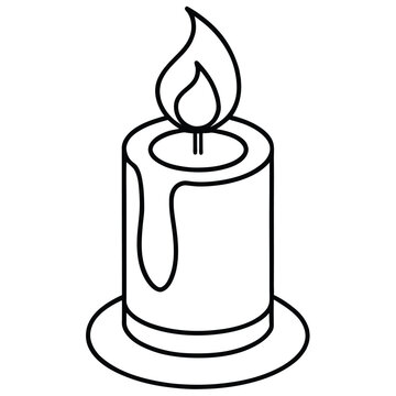 recommend clip art: Vector illustration of a burning candle with melted wax on a round base