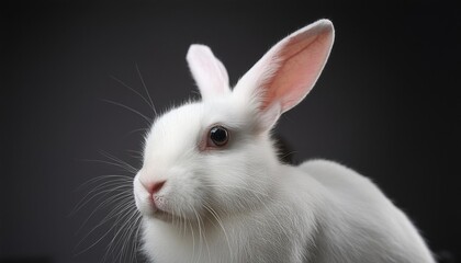 rabbit close up head on black background