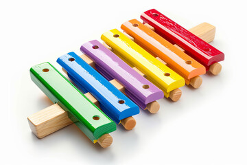 Toy colorful xylophone isolated on white with clipping path