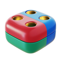 3d saving icon, red, green, blue, gold color blocks