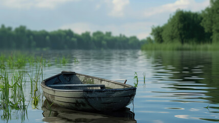 Fototapeta premium boat on the lake AI Generated 