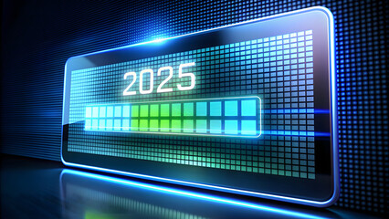 Obraz premium 2023 loading bar on blue background. 3d render illustration.