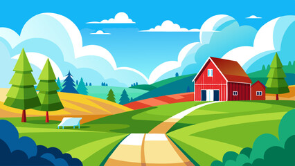 Naklejka premium wide-scape-country-in-a-morning-seeing-path-way--b