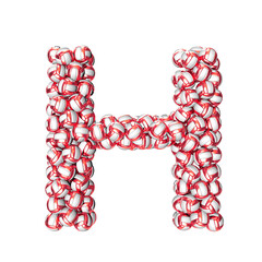Symbol made of red volleyballs. letter h