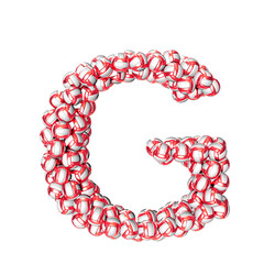 Symbol made of red volleyballs. letter g