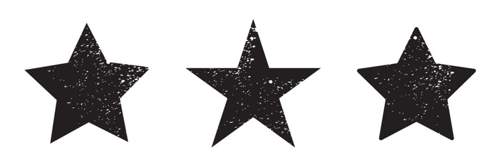 Grunge stars. Set of black grunge stars. Vintage distressed stars. On white background in eps 10.