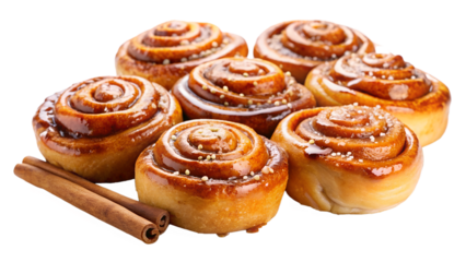 cinnamon rolls with a glossy, caramelized topping and white icing drizzled over them
