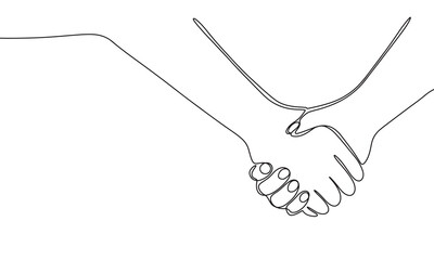 Handshake one line continuous. Line art handshake. Hand drawn vector art.