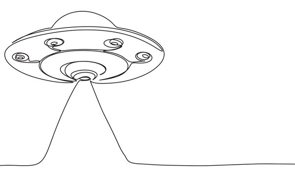 recommend clip art: UFO one line continuous. Line art UFO. Hand drawn vector art.