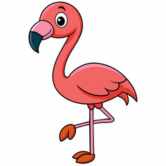Cartoon-flamingo-on-white-background  vector illustration