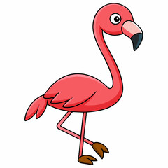 Cartoon-flamingo-on-white-background  vector illustration