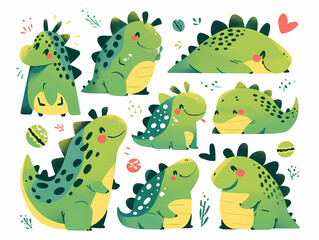 Naklejka premium cute little tyrannosaurus rex, cartoon flat vector illustration