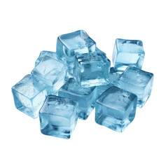 Obraz premium Heap of Blue Ice Cubes on Isolated Background