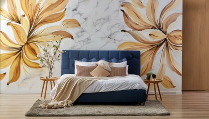 Modern Tranquility: Earth Tone Design in a White Bedroom Interior