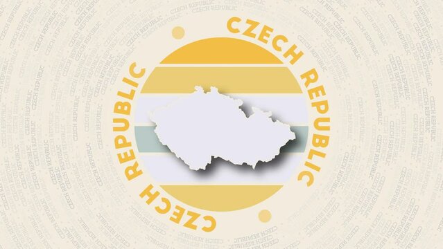 Czech Republic logo intro. Badge with the circular name and map of country. Awesome Czech Republic round logo animation.