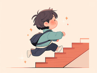  little boy going upstairs